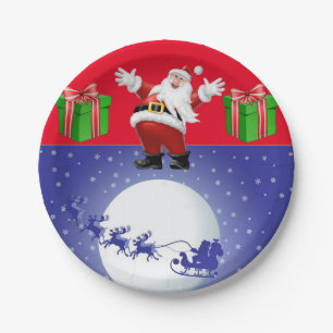 Weihnachtspapierteller, Weihnachtsmann Pappteller