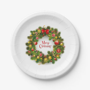 WeihnachtspapierTeller/Wreath Pappteller
