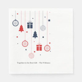 Weihnachtspapiertücher mit rustikaler Feiertags-Op Serviette