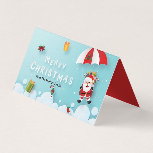 Weihnachtsparachuting Santa Leckerei Goodie Bag Ta Visitenkarten (Vorderseite)