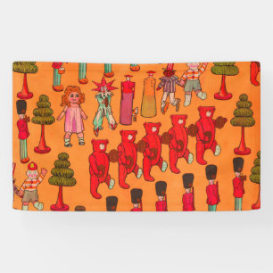 Weihnachtsparade mit Vintage-Spielzeug 1907 Puck-M Banner