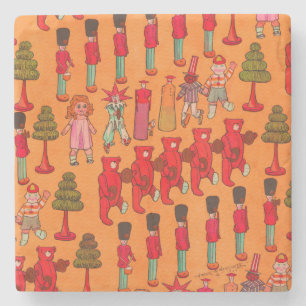 Weihnachtsparade mit Vintage-Spielzeug 1907 Puck-M Steinuntersetzer