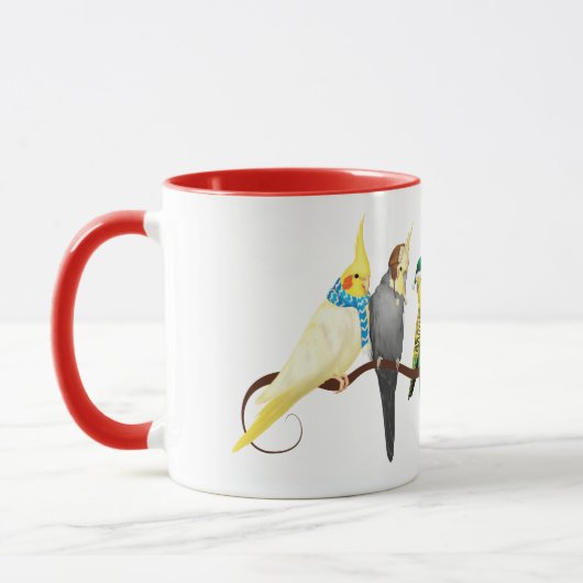 WeihnachtsParakeets u. -Cockatiels Tasse (Links)
