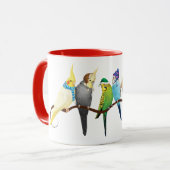 WeihnachtsParakeets u. -Cockatiels Tasse (Vorderseite Links)