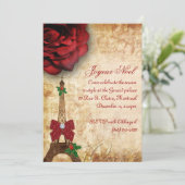 Weihnachtsparis-Karten-Eiffel-Turm-Vintage Rose 2 Einladung (Stehend Vorderseite)
