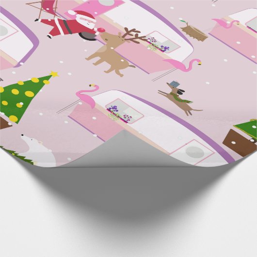 Weihnachtspark Santa flamingo Geschenkpapier (Ecke)