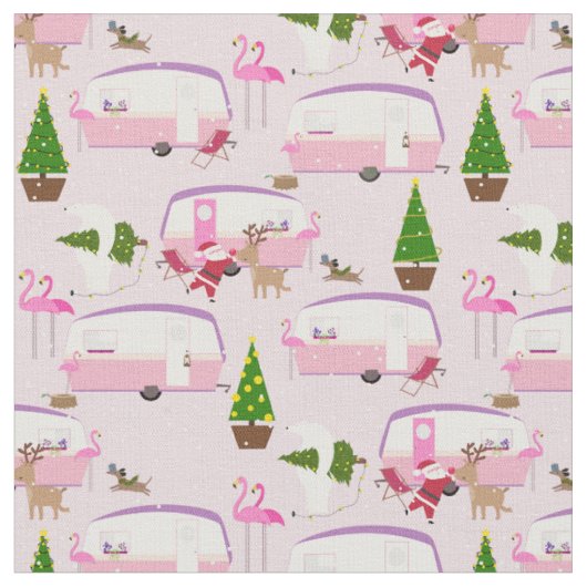 Weihnachtspark Santa flamingo Stoff (Nahaufnahme)