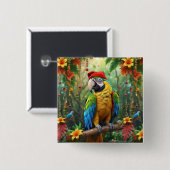 Weihnachtsparrot als Weihnachtsmann-76349 Button (Vorne & Hinten)