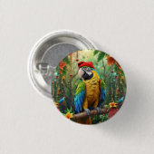 Weihnachtsparrot als Weihnachtsmann-76349 Button (Vorne & Hinten)