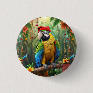 Weihnachtsparrot als Weihnachtsmann-76349 Button