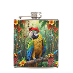 Weihnachtsparrot als Weihnachtsmann-76349 Flachmann