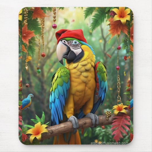 Weihnachtsparrot als Weihnachtsmann-76349 Mousepad (Vorne)