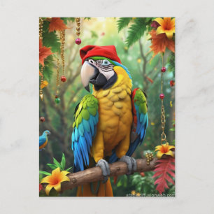 Weihnachtsparrot als Weihnachtsmann-76349 Postkarte