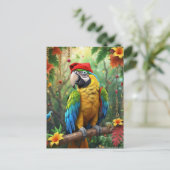 Weihnachtsparrot als Weihnachtsmann-76349 Postkarte (Stehend Vorderseite)