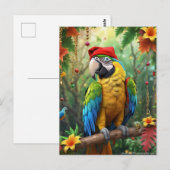 Weihnachtsparrot als Weihnachtsmann-76349 Postkarte (Vorne/Hinten)