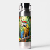Weihnachtsparrot als Weihnachtsmann-76349 Trinkflasche (Rückseite)