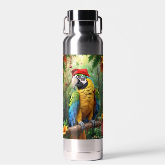 Weihnachtsparrot als Weihnachtsmann-76349 Trinkflasche (Vorne)