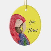Weihnachtsparrot Feliz Navidad Macaw Reversible Keramik Ornament (Rechts)