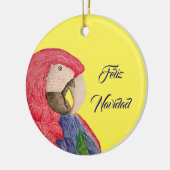 Weihnachtsparrot Feliz Navidad Macaw Reversible Keramik Ornament (Links)