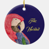 Weihnachtsparrot Feliz Navidad Macaw Reversible Keramik Ornament (Hinten)
