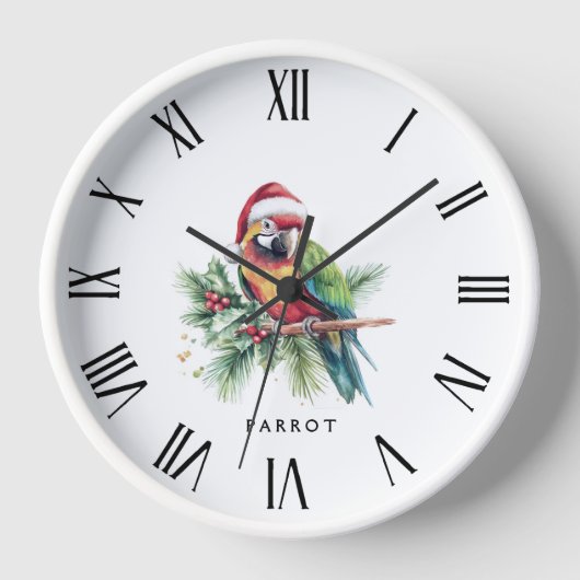 Weihnachtsparrot römische Zahlen Uhr (Vorderseite)