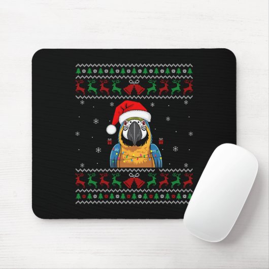 Weihnachtsparrot Ugly Sweater Weihnachtsmannmütze  Mousepad (Mit Mouse)