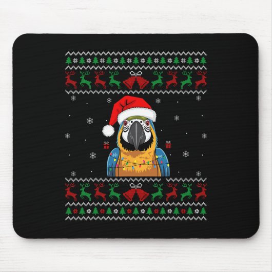 Weihnachtsparrot Ugly Sweater Weihnachtsmannmütze  Mousepad (Vorne)