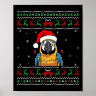 Weihnachtsparrot Ugly Sweater Weihnachtsmannmütze Poster