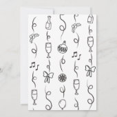 WeihnachtsParty Einladende Hand zeichnen Monochrom Einladung (Rückseite)