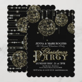 WeihnachtsParty Einladung Gold & Diamonds Glitzer (Vorne/Hinten)