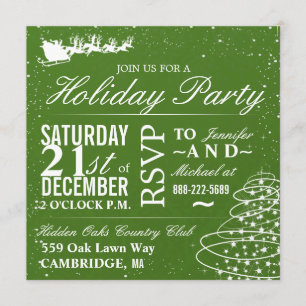 WeihnachtsParty Einladung Sankt u. Sleigh