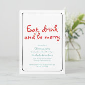 WeihnachtsParty essen Getränk ist das fröhliche Einladung (Stehend Vorderseite)