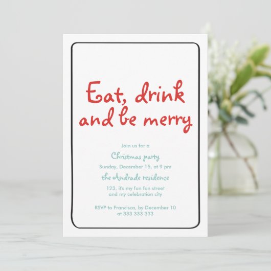 WeihnachtsParty essen Getränk ist das fröhliche Einladung (Stehend Vorderseite)