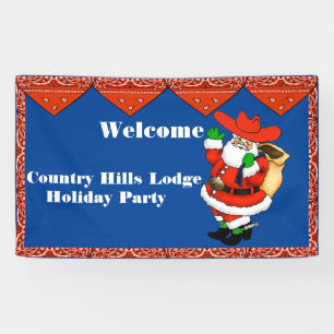 WeihnachtsParty-Fahneroter Bandana-Cowboy Sankt Banner