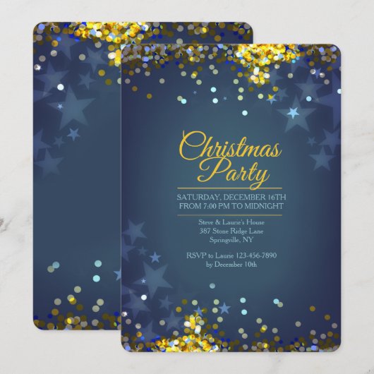 WeihnachtsParty-Glitzern-Einladung Einladung (Vorne/Hinten)