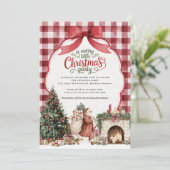 Weihnachtsparty mit Gingham-Muster Einladung (Stehend Vorderseite)