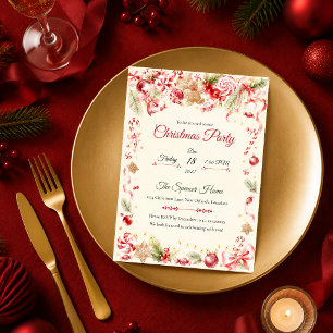 Weihnachtsparty mit skurrilem Pfefferminz-Thema Einladung