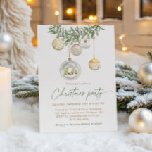 Weihnachtsparty mit Vintage-Weißgold-Ornamenten