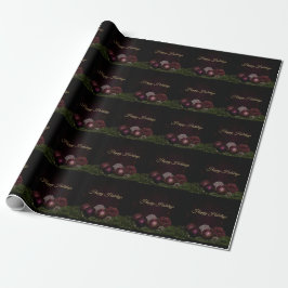 WeihnachtsParty Rosa Ornament Grün Blätter Schwarz Geschenkpapier