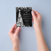 WeihnachtsParty Save the Date Silver Glam Einladun Flyer (Gruppe)