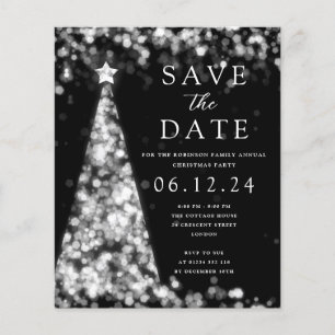 WeihnachtsParty Save the Date Silver Glam Einladun Flyer