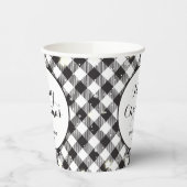 WeihnachtsParty Schwarz-weiß Buffalo Kariert Pappbecher (Links)