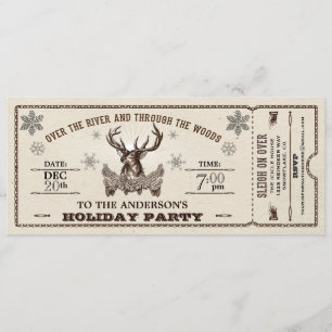 Weihnachtsparty-Ticket-Einladung im Vintage-Stil m Einladung
