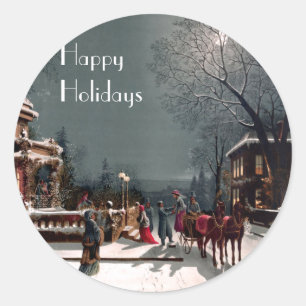 Weihnachtspartys Stickers im viktorianischen Stil