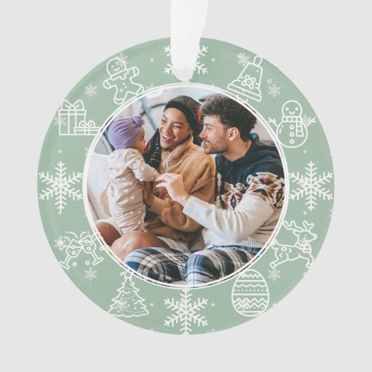 Weihnachtspass | Doppelseitige Bezeichnung & Foto Ornament (Vorderseite)