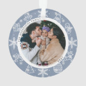 Weihnachtspass | Doppelseitiges Foto Name & Jahr Ornament (Rückseite)