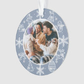 Weihnachtspass | Doppelseitiges Foto Name & Jahr Ornament (Vorderseite)