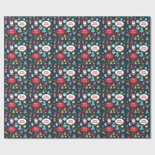 Weihnachtspass in der Marine Geschenkpapier (Flach)