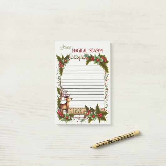 Weihnachtspass-Rentier Post-it Klebezettel (Auf Schreibtisch)