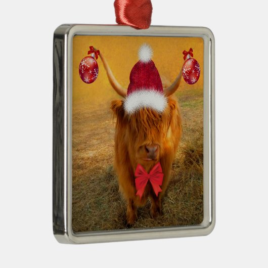 Weihnachtspass Scottish Highland Steer Ornament Aus Metall (Rechts)